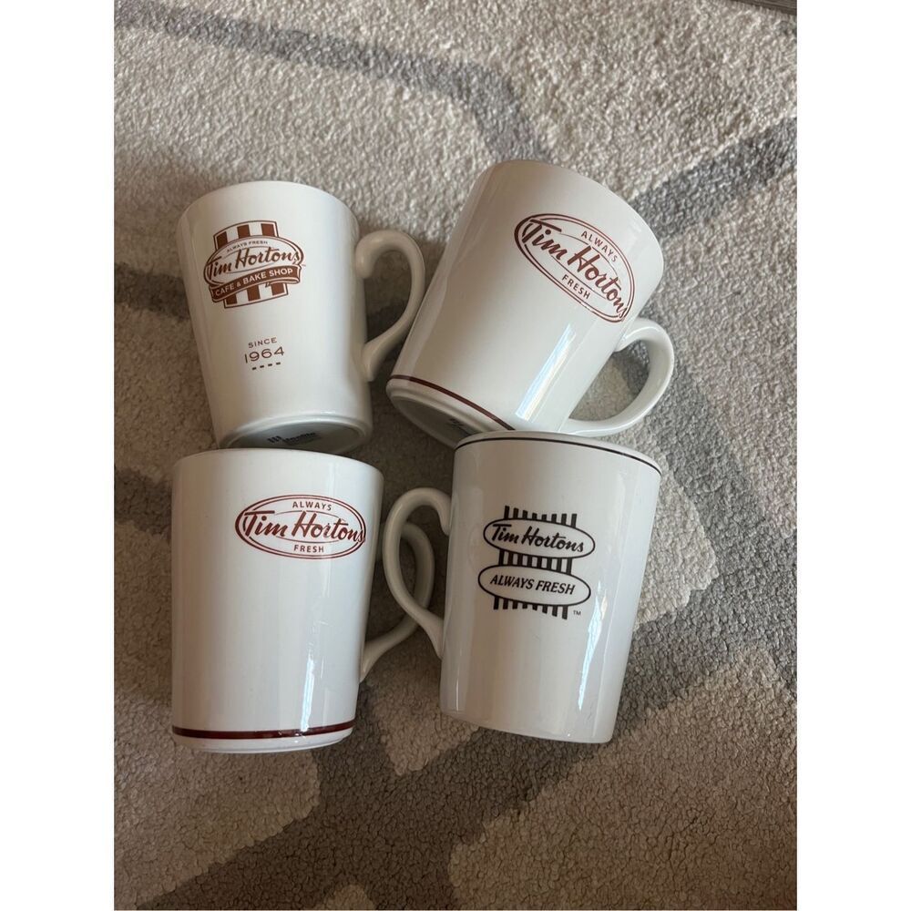 Set of 4 Tim Hortons Steelite International “Always Fresh” Ceramic Mugs
